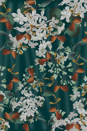复古、丁香花、秋叶印花花型图片