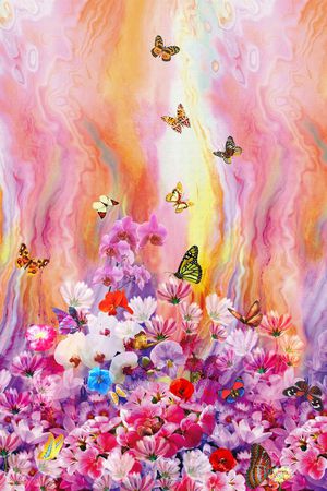 时尚花卉蝴蝶印花花型图片