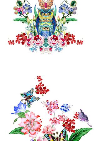 手绘印花花型图片