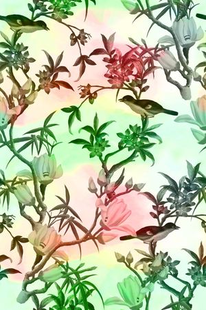 水彩晕染印花花型图片