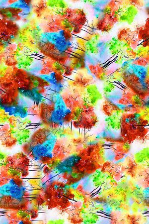 手绘油画风格印花花型图片