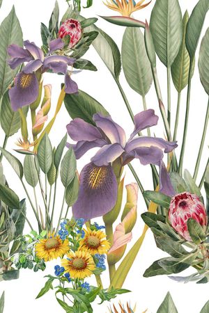 热带植物印花花型图片