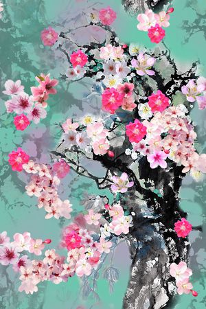 梅花花卉印花花型图片