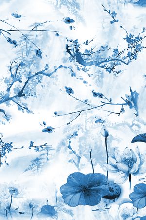 工笔画印花花型图片