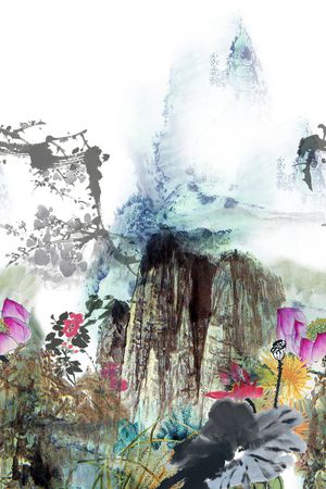 山水画印花花型图片