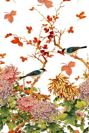 花鸟印花花型图片