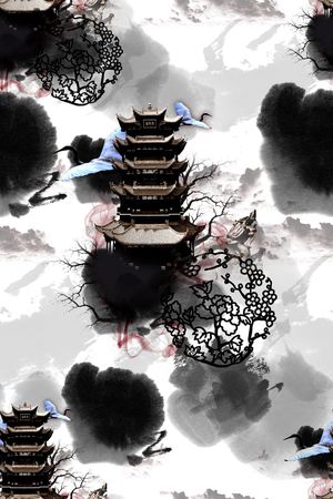 水墨印花花型图片