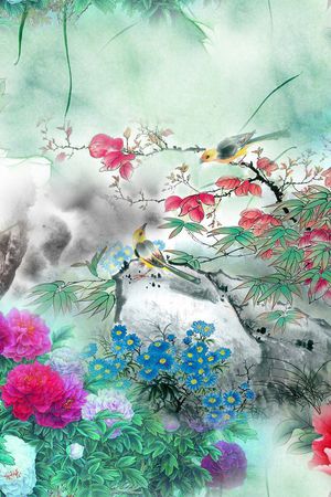 国画牡丹花印花花型图片