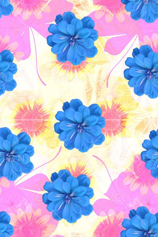热带花卉印花花型图片