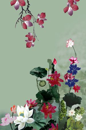 山水画印花花型图片