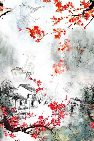 水墨印花花型图片