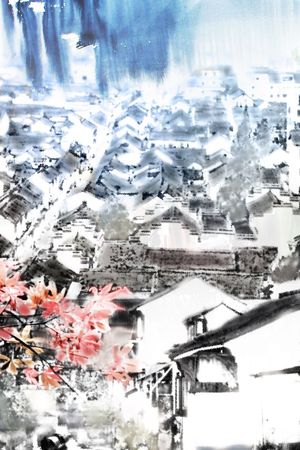 山水画印花花型图片