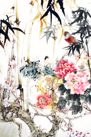 花鸟印花花型图片