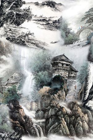 国画山水印花花型图片