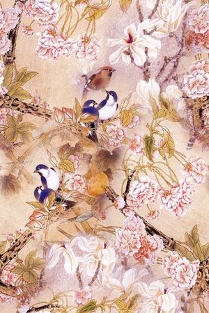 花鸟印花花型图片
