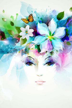 美女头印花花型图片