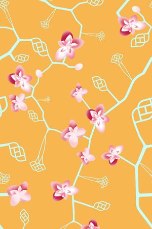 手绘线条花卉渐变花型印花花型图片