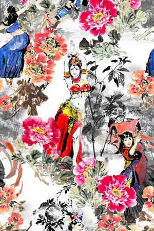 中国风印花花型图片