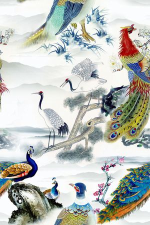 工笔画印花花型图片