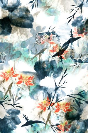 中国风印花花型图片