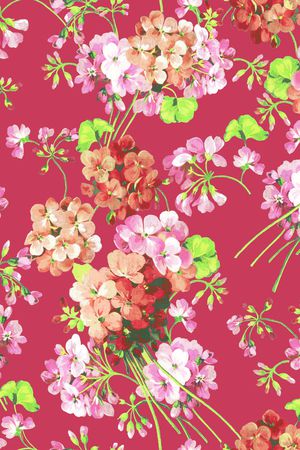 水墨花手绘印花花型图片