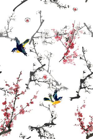 花鸟印花花型图片