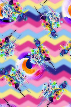时尚手绘水彩画彩色鸟印花印花花型图片