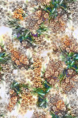 水墨花卉印花花型图片