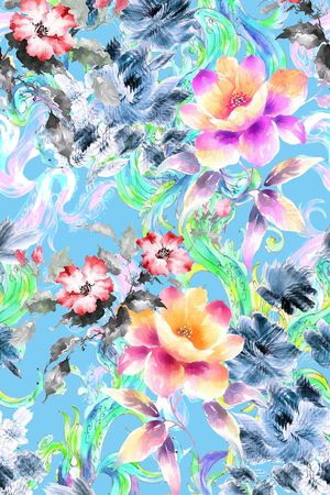 水彩印花花型图片