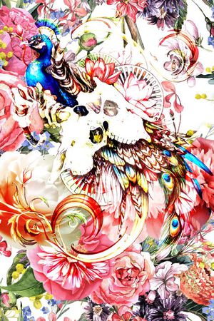 孔雀印花花型图片