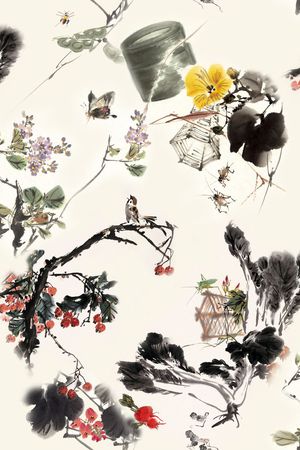 写意花鸟印花花型图片