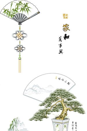 山水画印花花型图片