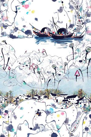 风景印花花型图片