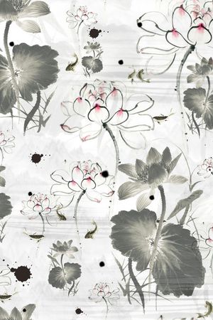 荷花印花花型图片