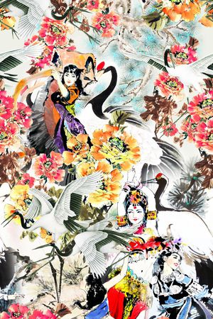 水墨印花花型图片
