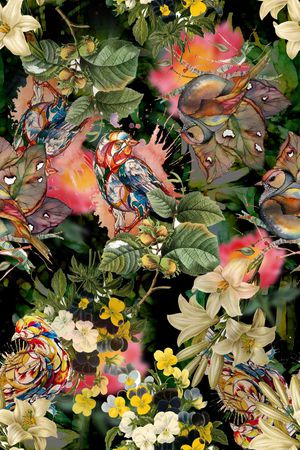 花鸟印花花型图片