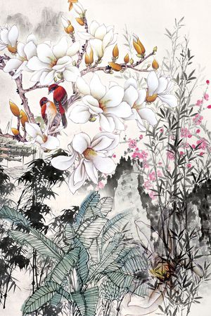 中国风定位花印花花型图片