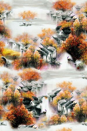 工笔画印花花型图片