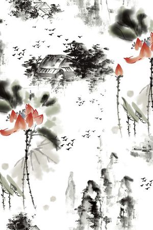 荷花印花花型图片