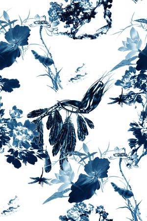 蓝色印花花型图片
