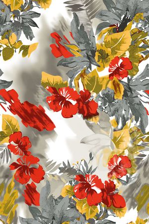 平铺花卉印花花型图片