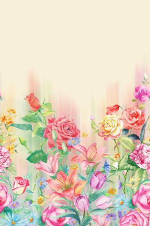 时尚手绘水彩女装花卉印花印花花型图片