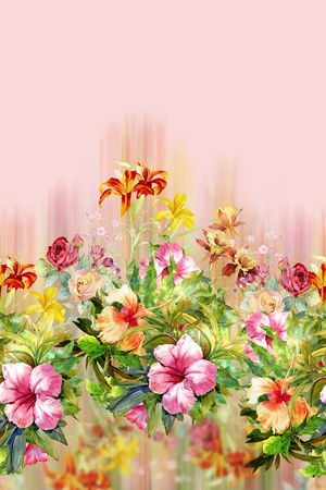 时尚手绘水彩画花卉印花印花花型图片