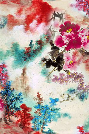 水墨牡丹印花花型图片