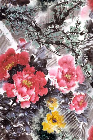 水墨牡丹印花花型图片