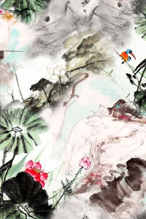 抽象荷花印花花型图片