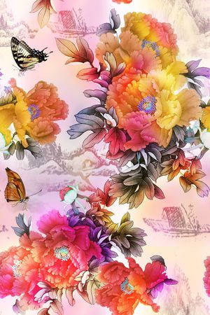 牡丹印花花型图片