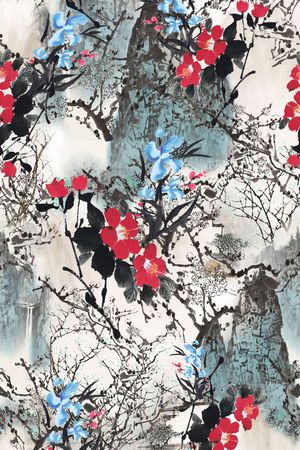 风景印花花型图片