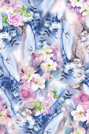 时尚手绘水彩花卉印花印花花型图片