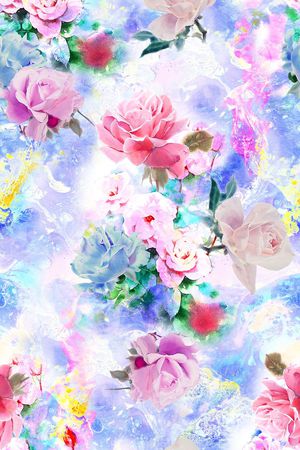 时尚手绘水彩花卉印花印花花型图片